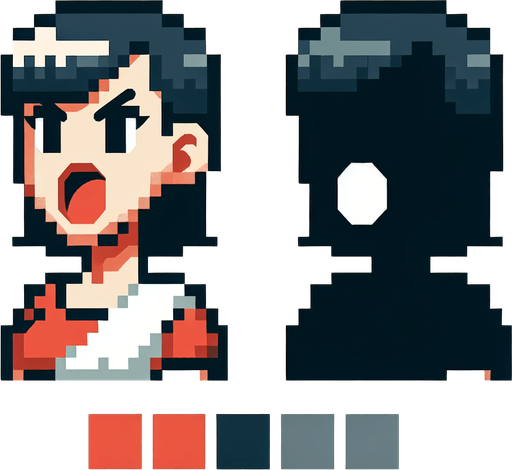 shouting person. Single Game Texture. In-Game asset. 2d. Blank background. High contrast. No shadows. Retro..
Single Game Texture. In-Game asset. 2d. Blank background. High contrast. No shadows.