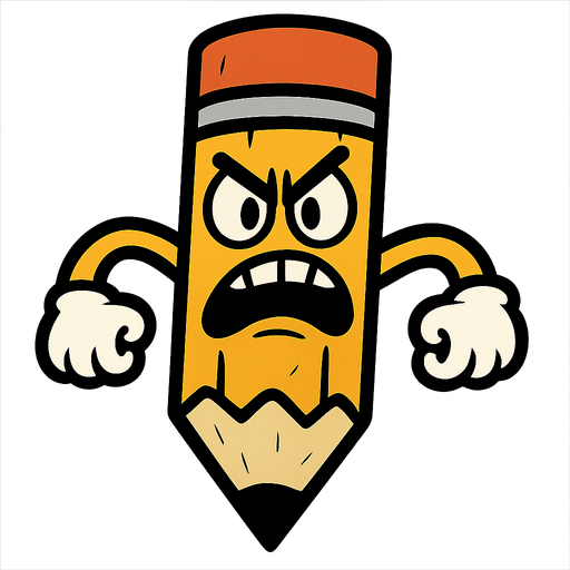 angry pencil.
In-Game asset.  2d.  High contrast.  No shadows