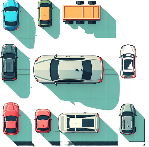 Car top view.
Single Game Texture.  In-Game asset.  2d.  Blank background.  High contrast.  No shadows