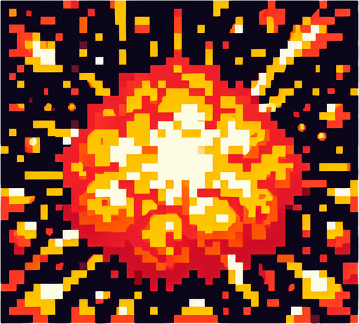 pixel art explosion that says "TKO"
Single Game Texture. In-Game asset. 2d. Blank background. High contrast. No shadows.