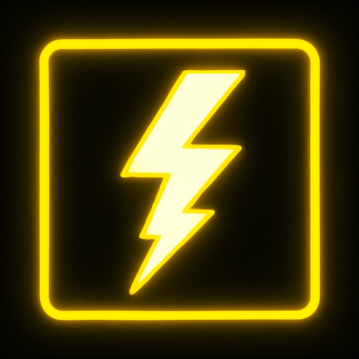 white lightning but in a yellow neon frame.
In-Game asset.  2d.  High contrast.  No shadows