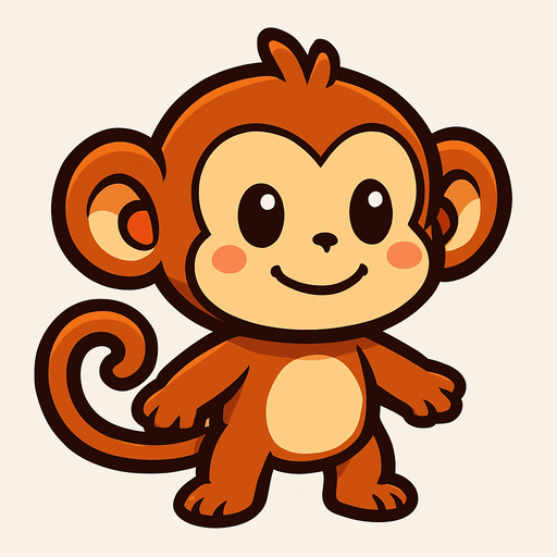 cute monkey.
In-Game asset.  2d.  High contrast.  No shadows