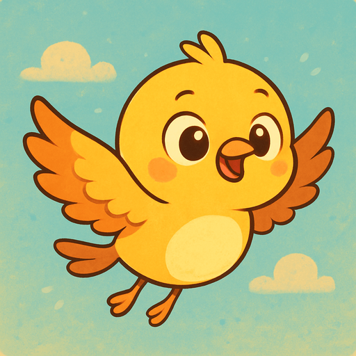 cute lil bird flying cartoon style