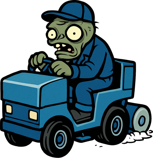 El Zomboni es un zombi de tamaño considerable, vestido con un uniforme de trabajador y conduciendo un vehículo grande y robusto. La máquina suele ser de color azul o similar, con un rodillo en la parte trasera que es lo que esparce el hielo. Su aspecto es bastante imponente, señalando que no es un zombi común..
In-Game asset.  2d.  High contrast.  No shadows