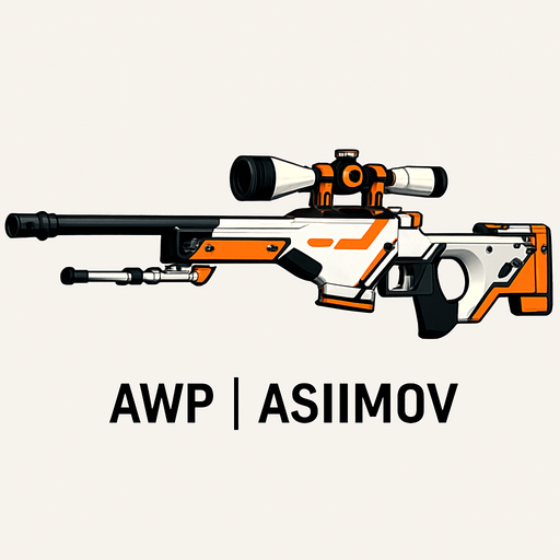Awp Asimov ekle ve görünüş karikatür olmasın oyundakiyle aynı olsun.
In-Game asset.  2d.  High contrast.  No shadows