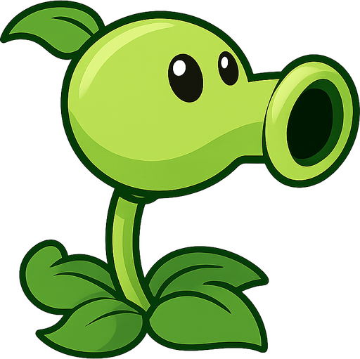un lanzaguisantes. No background. Transparent background. Blank background. No shadows. 2d. In-Game asset. flat