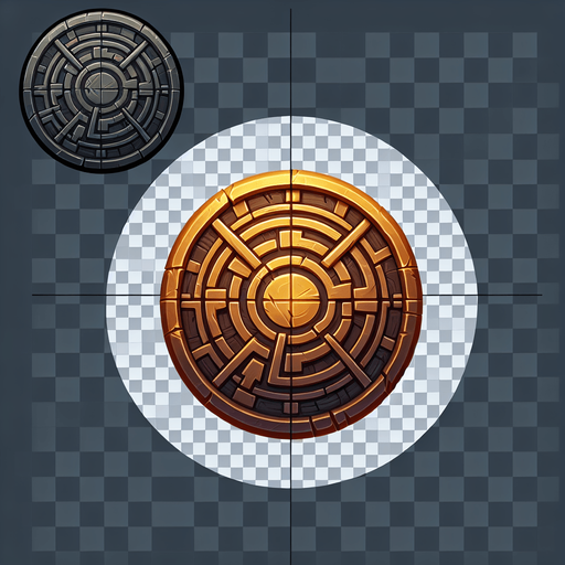 Moeda.
Single Game Texture. In-Game asset. 2d. Blank background. High contrast. No shadows.