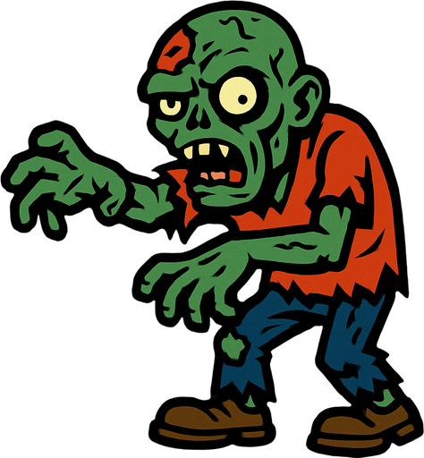 Un zombie.
In-Game asset.  2d.  High contrast.  No shadows