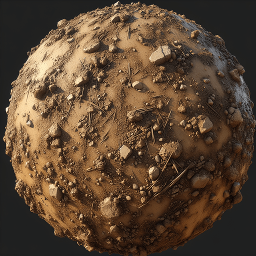 Mud ground.
Single Game Texture.  In-Game asset.  2d.  Blank background.  High contrast.  No shadows
