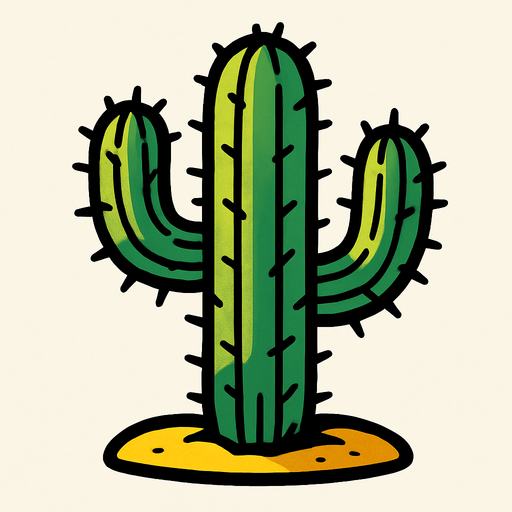 a cactus plant.
In-Game asset.  2d.  High contrast.  No shadows