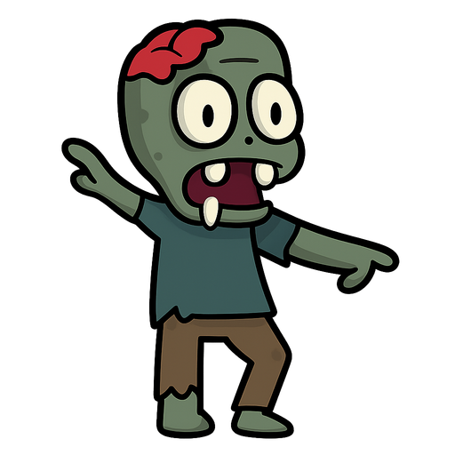Zombie. No background. Transparent background. Blank background. No shadows. 2d. In-Game asset. flat