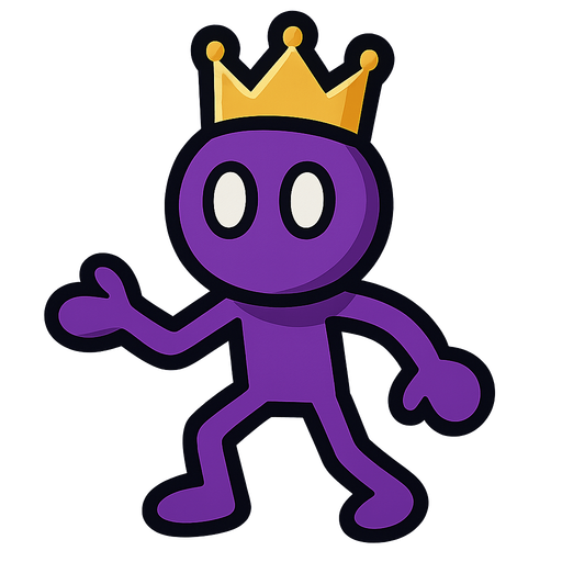 Purple stickman with a crown.
In-Game asset.  2d.  High contrast.  No shadows