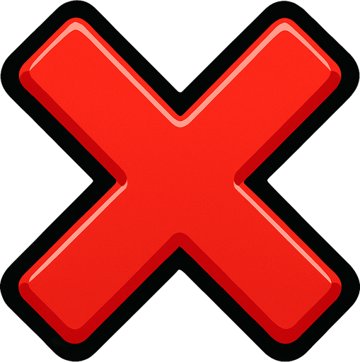 kırmızı x.
In-Game asset.  2d.  High contrast.  No shadows