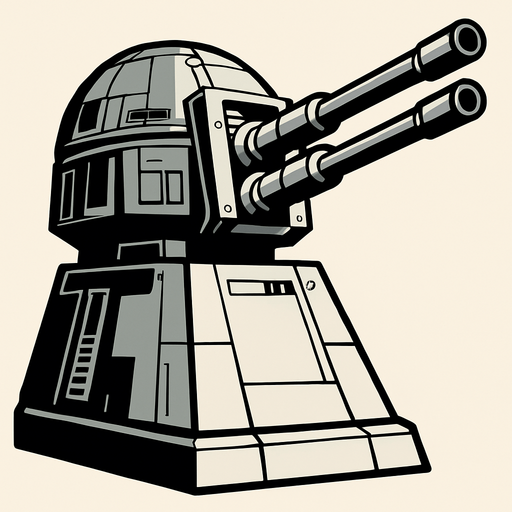 Death Star turret.
In-Game asset.  2d.  High contrast.  No shadows