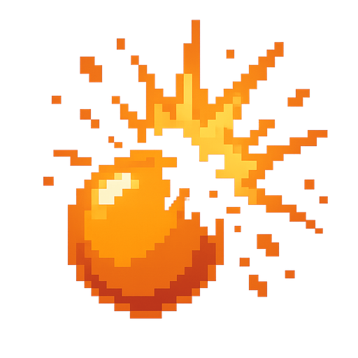 A bubble popping, pixel style, retro.
In-Game asset.  2d.  High contrast.  No shadows