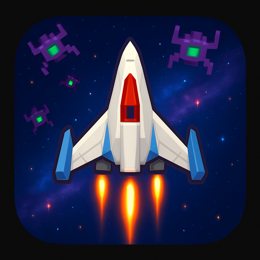 Modern App Store icon, high definition, square with rounded corners, for a game titled "Galaxy Defender: Space Shooter" and with the description "Classic space shooter where you defend against enemy waves by moving your ship and firing bullets upward.". No text on icon!