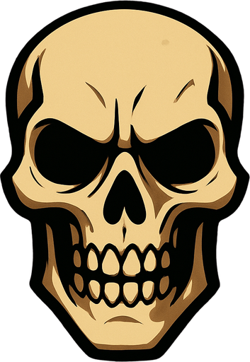 2d mysterious and scary skeleton character's head.
In-Game asset.  2d.  High contrast.  No shadows