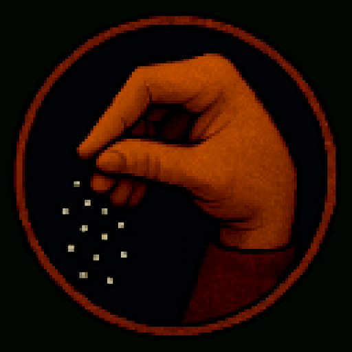 A hand with its fingers symbolizing salt