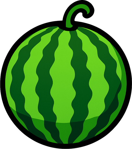 A 2D Watermelon.
In-Game asset.  2d.  High contrast.  No shadows