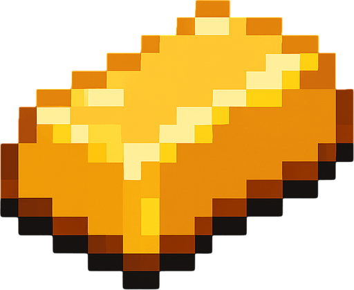2d pixel bir külçe altın.
In-Game asset.  2d.  High contrast.  No shadows