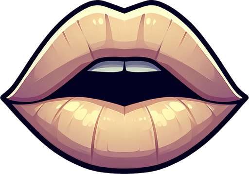 An opened pair of lips as if singing . Light Skin color. Cell shading vector art style. Facing forward. 
Single Game Texture.  In-Game asset.  2d.  Blank background.  High contrast.  No shadows