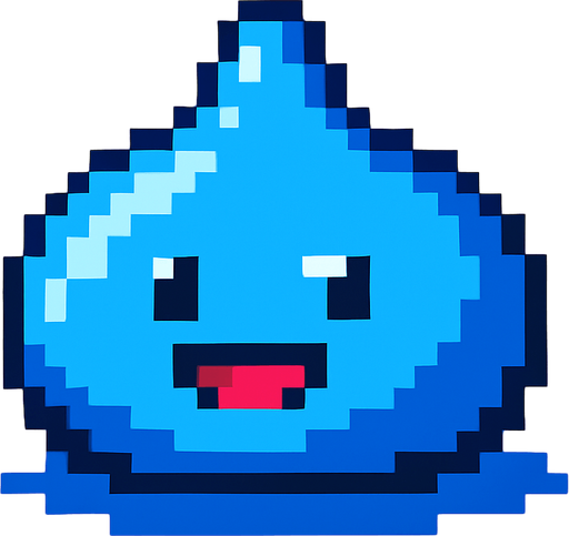 Slime azul, pixelart.
In-Game asset.  2d.  High contrast.  No shadows