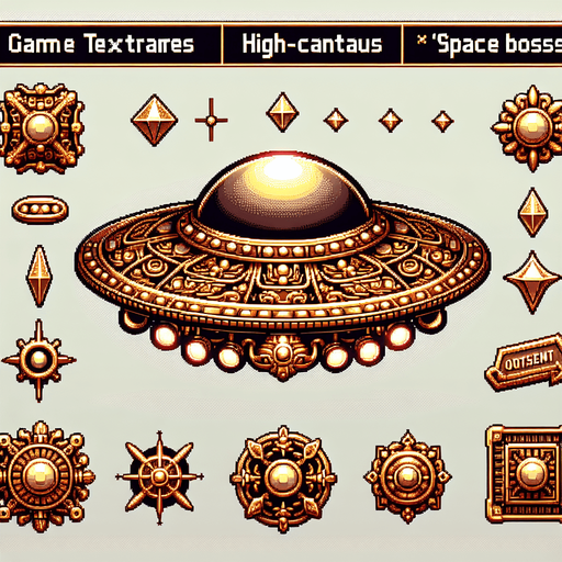 space boss ufo.
Single Game Texture.  In-Game asset.  2d.  Blank background.  High contrast.  No shadows