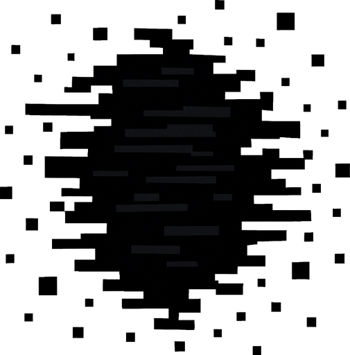 Un glitch negro.
In-Game asset.  2d.  High contrast.  No shadows. Píxel art