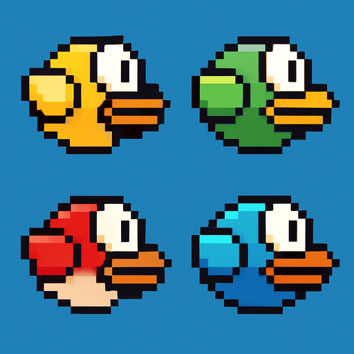 give me some alternatives of real flappy bird.
In-Game asset.  2d.  High contrast.  No shadows. Just one image