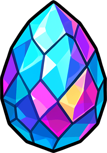 A Crystal-like egg.
In-Game asset.  2d.  High contrast.  No shadows