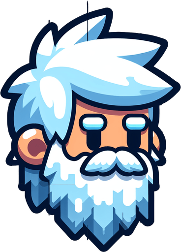 Froozen beard, cartoon, sideview Single Game Texture. In-Game asset. 2d. Blank background. High contrast. No shadows.