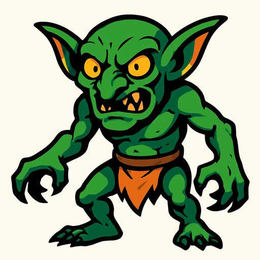 goblin canavar.
In-Game asset.  2d.  High contrast.  No shadows
