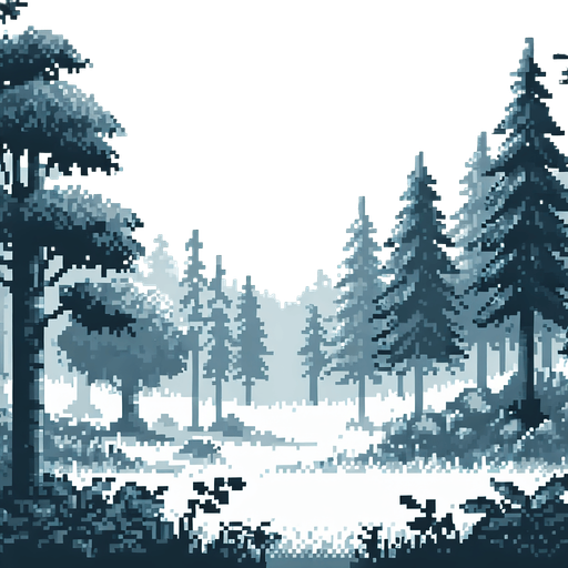 pixelart of forest background.
White background, high contrast, shadowless.