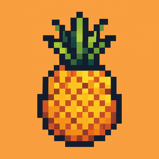 make pixel art 2d pineapple.
In-Game asset.  2d.  High contrast.  No shadows