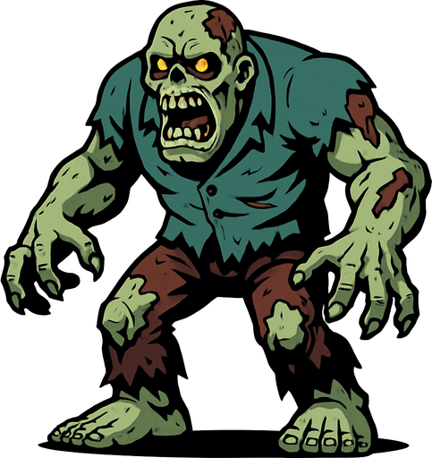 Un zombie gigante.
In-Game asset.  2d.  High contrast.  No shadows
