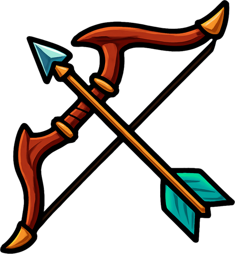 Bow with Arrow.
In-Game asset.  2d.  High contrast.  No shadows