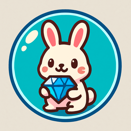 a bubble with a cute rabbit holding a diamond stone like a troffy.
In-Game asset.  2d.  High contrast.  No shadows