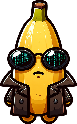 video game cute banana Pokémon with Matrix-like black glasses and a trench coat, oversized head occupying most of its body, standing on two tiny chubby feet at the bottom, tiny adorable creature with a cute angry expression, looking straight ahead, facing the camera directly. 2D flat vector illustration.
Single Game Texture. In-Game asset. 2d. Blank background. High contrast. No shadows.