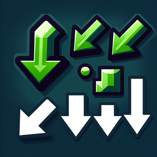 Three green arrows pointing down..
Single Game Texture. In-Game asset. 2d. Blank background. High contrast. No shadows.