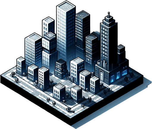 Buildings.
Single Game Texture. In-Game asset. 2d. Blank background. High contrast. No shadows.