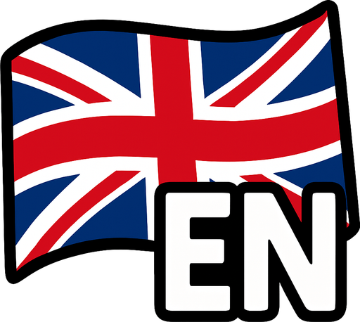 Bandera de Idioma inglés curvada con sus primeras letras EN.
In-Game asset.  2d.  High contrast.  No shadows