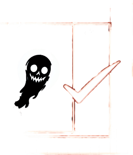 horror haloween Checkmark.
Single Game Texture. In-Game asset. 2d. Blank background. High contrast. No shadows.