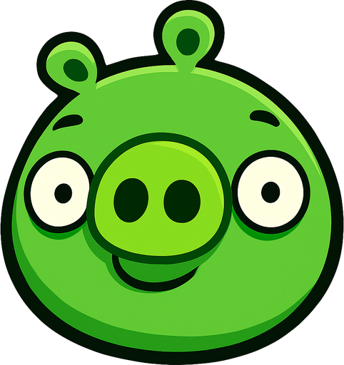 a grene pig.
In-Game asset.  2d.  High contrast.  No shadows