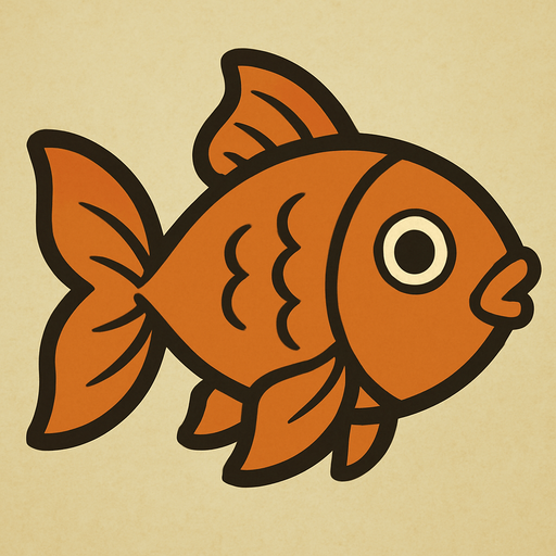 Goldfish in professor Layton game style.
In-Game asset.  2d.  High contrast.  No shadows
