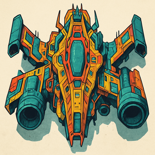 crazy spaceship top view.