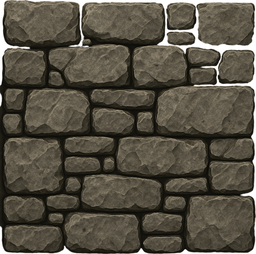 realistic stone wall.
In-Game asset.  2d.  High contrast.  No shadows