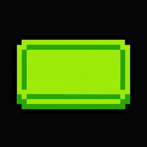 Button blank lime 2d pixilated topdown.
In-Game asset.  2d.  High contrast.  No shadows