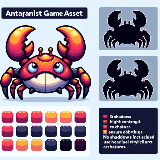 kötü yengeç.
Single Game Texture.  In-Game asset.  2d.  Blank background.  High contrast.  No shadows