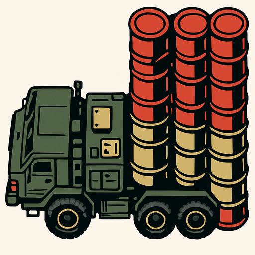 S-300 Anti Air system from the bird view.
In-Game asset.  2d.  High contrast.  No shadows