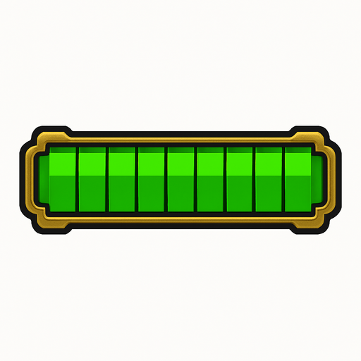 Health bar, grandyan, green,.
In-Game asset.  2d.  High contrast.  No shadows